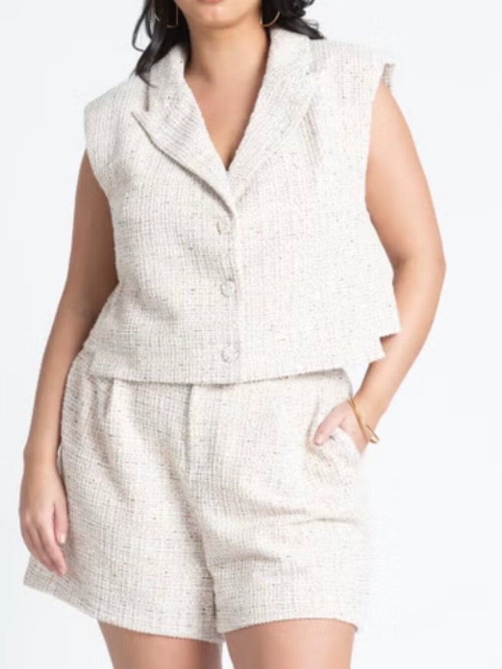 NWT Eloquii textured Matching Set Size 24 Vest & Shorts High Rise Tailored Plus